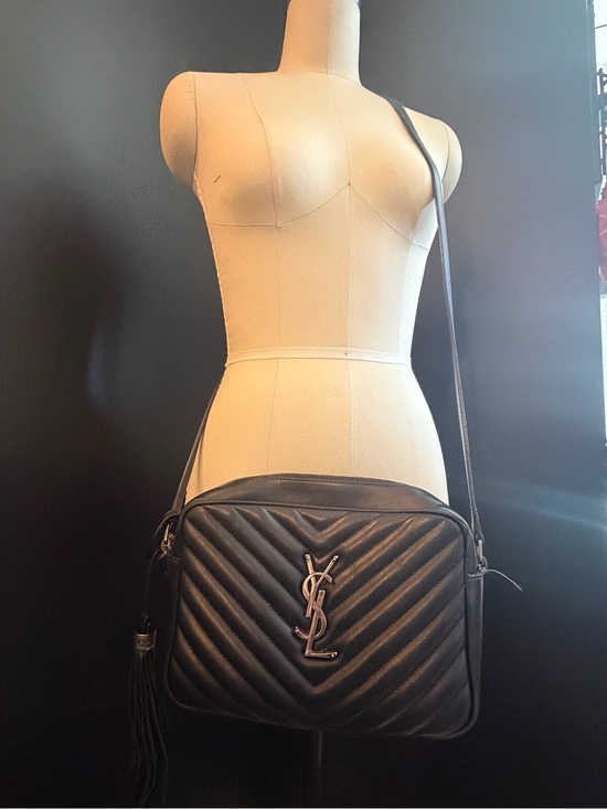Saint Laurent Handbags - Saint Laurent Black Chevron Quilted Leather Crossbody with Tassel